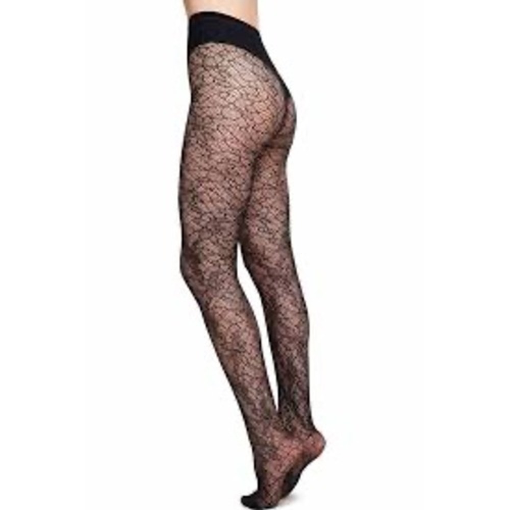 Swedish Stockings Edith Lace Tights Black Conscious Pantyhose Medium NIB